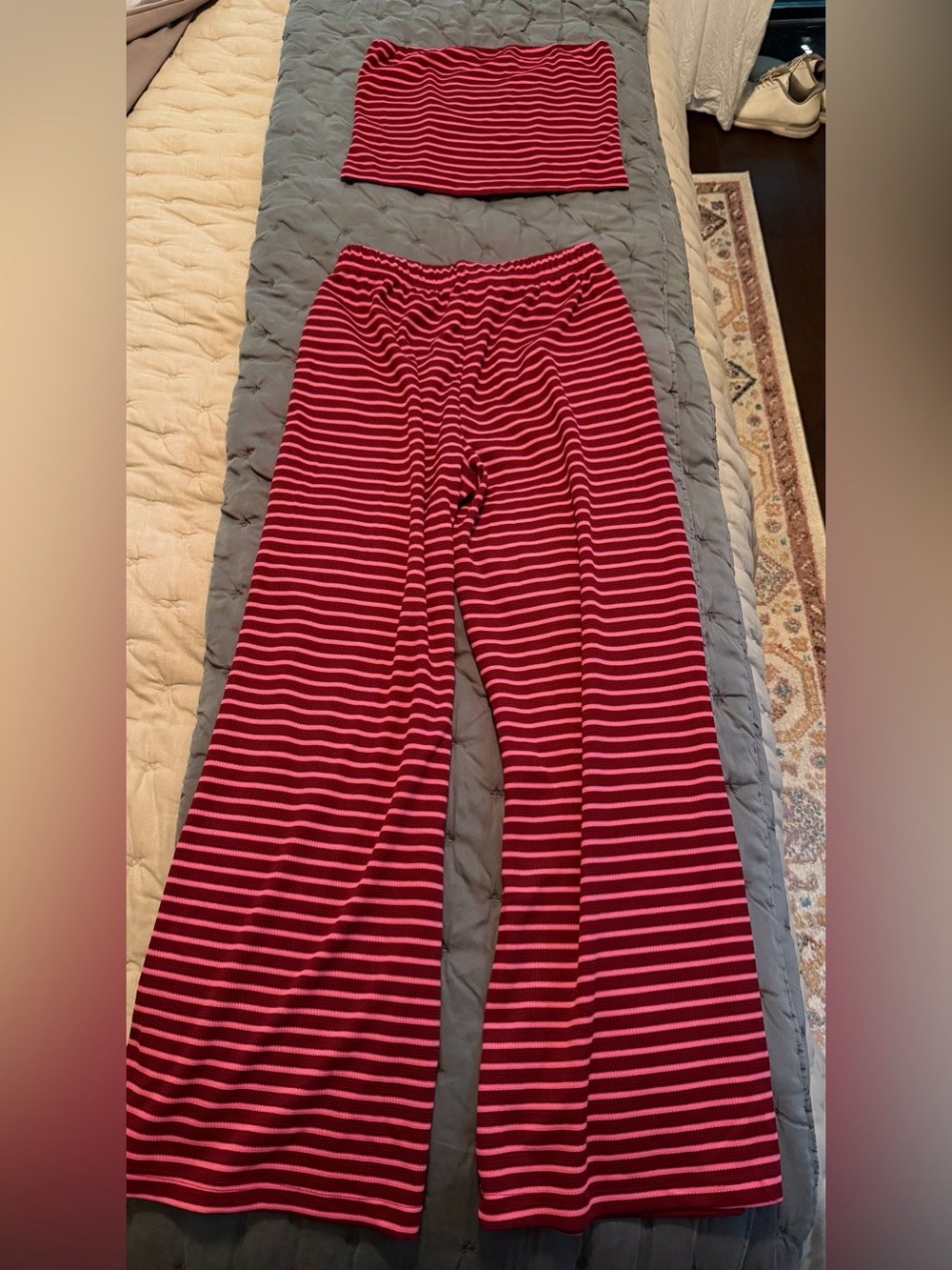 Katch Me Striped Red Wide-Leg Lounge set